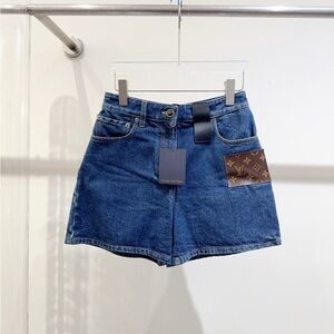 ❌sold❌Authentic Louis Vuitton Blue Denim Shorts with Brown Monogram